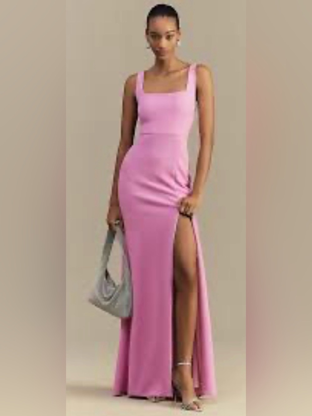 BHLDN Sz XL by Anthro Blake Maxi Dress in Fuchsia Pink Square Neckline NEW